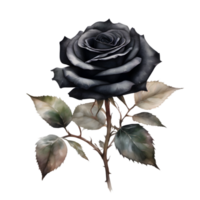 watercolor roses and leaves in a fantasy style. AI-Generated. png