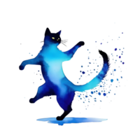 Splash effect of the watercolor of a dancing cat. AI-Generated. png