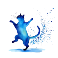 Splash effect of the watercolor of a dancing cat. AI-Generated. png