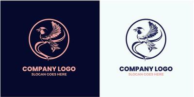 Bird logo template with line art style. Creative abstract bird logo collection. Free vector