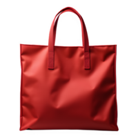 Plain red tote bag isolated on transparent background ,tote bag mock up cut out png ,generative ai