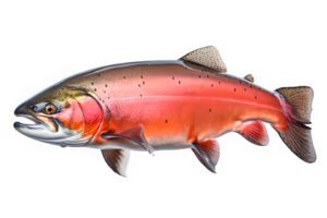 salmon fish side view isolated on transparent background ,sea fish png ,generative ai