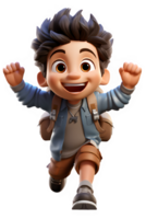 3d cartoon of a little boy running happily little boy jumping with a happy expression,generative ai png