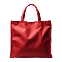 Plain red tote bag isolated on transparent background ,tote bag mock up cut out png ,generative ai