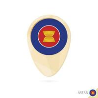 Map pointer with flag of ASEAN. Orange abstract map icon. vector