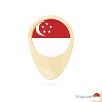 Map pointer with flag of Singapore. Orange abstract map icon. vector