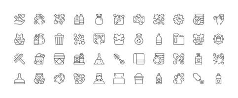 Cleaning service icon set, services for cleaning and laundry in various rooms. Icons for the website. vector