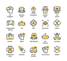 Virtual Reality Icons. Editable Stroke vector