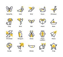 Line Origami Icons Set. Editable Stroke vector