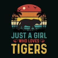 sólo un niña quien ama tigres camiseta diseño, solo un niña quien ama tigres t camisa diseño, solo un niña quien ama tigres, niña camiseta diseño, vector