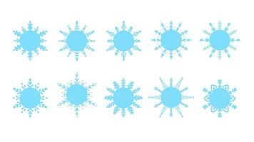 Blue snowflake frames set vector