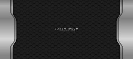 The dark background consists of reflective metallic lines. hexagonal metal texture background vector