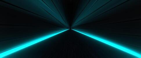 Dark techno tunnel with neon lights background photo