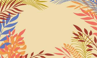empty frame colorful autumn leaves hand drawn vector