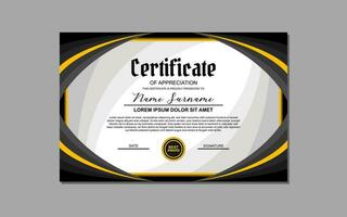 un certificado modelo presentando un elegante oro y negro diseño. adecuado para creando profesional certificados para premios, logros, y reconocimiento en varios industrias vector