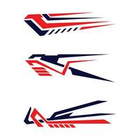 collection of racing style abstract striped car wrap sticker vector