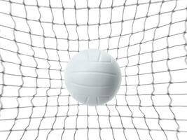 volleyball in the net on a white background photo