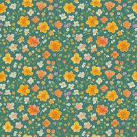 Seamless pattern of various flowers. Suitable for design to create an atmosphere of romance, natural beauty. Stylized simple style. Floral wallpaper, texture.AI Generative. photo