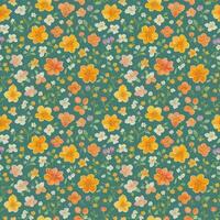 Seamless pattern of various flowers. Suitable for design to create an atmosphere of romance, natural beauty. Stylized simple style. Floral wallpaper, texture.AI Generative. photo