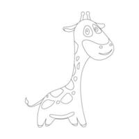 jirafa, colorante página para niños, vector ilustración