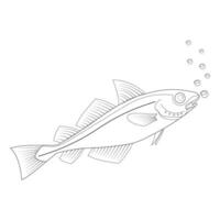 pescado colorante página para niños bebé colorante de peces página negro y blanco vector ilustración