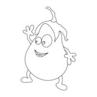 Cute cartoon eggplant coloring page for kids vector