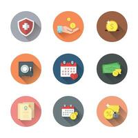 Set of flat colorful business icons. Iconic banking vector