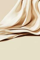 3d rendering of wavy beige fabric on beige background. 3d illustration. photo