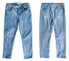 Front and back view blue Jeans isolated on white background with clipping path photo