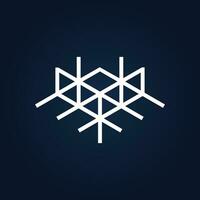 Creative line symmetry icon. Vector logo design template and illustration with minimal lines that resemble architecture icons. Isometry design with meaning solidarity and togetherness.