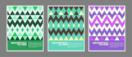 conjunto de resumen geométrico modelo fondo, triángulo y zigzag líneas. diseño vector con pastel o suave color. diseño para tarjeta, cubrir libro, póster, revista.