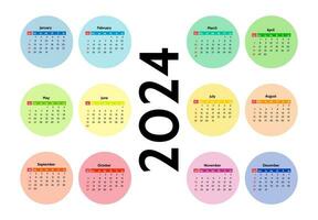 Calendar for 2024 isolated on a white background vector