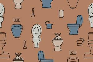 Seamless vector pattern of toilets and toilet paper. Toilet seamless pattern. Vector