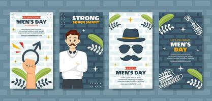 Men's Day Social Media Stories Flat Cartoon Hand Drawn Templates Background Illustration vector