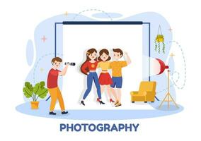 Photography Vector Illustration with Camera and Equipment to Capture Travel, Tourism, Adventure and Memories in a Flat Cartoon Background Design