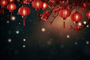 Chinese new year lanterns. Chinese New Year lanterns. Festive blurred background photo