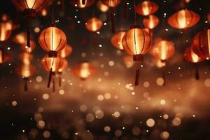 Chinese new year lanterns. Chinese New Year lanterns. Festive blurred background photo