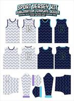 Abstract Colorful Waves Pattern Jersey Design Sportswear Layout Template vector