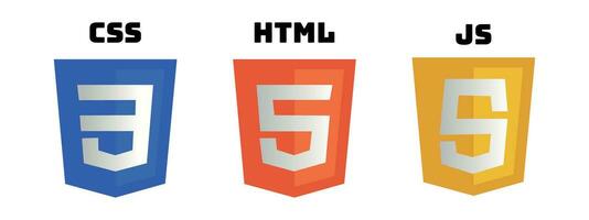 CSS3, HTML5 and JS logo. Web development, programming vector