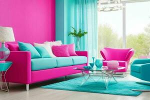 Contemporary style living room. Generative Ai Pro Photo