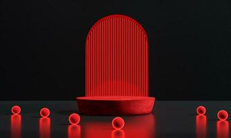 Black friday podium and black background stand or podium advertising display red light emission. 3D rendering. photo