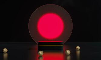 Black friday podium and black background stand or podium advertising display red light emission. 3D rendering. photo