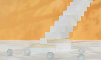 Podium with colorful background stand or podium pedestal on advertising display. 3D rendering. photo