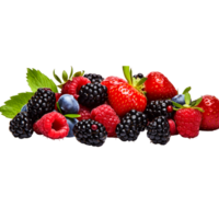 Close up arrangement with mixed assorted berries including blackberries Ai Generative png