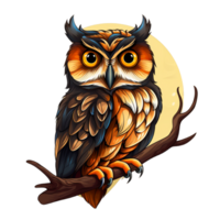 Cute owl in cartoon style Ai Generative png