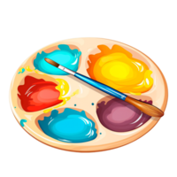 Palette of paints and paintbrush Ai Generative png