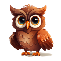 mignonne hibou dans dessin animé style ai génératif png