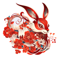 Happy chinese new year 2023 year of the rabbit zodiac Ai Generative png