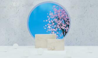3d Mock up, tree and product presentation. 3D rendering. photo