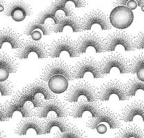 resumen punteado geométrico formas sin costura modelo. fluido artístico antecedentes con arco y pelotas. artístico textura vector
